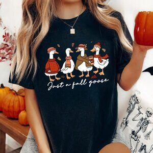 Just a Fall Goose T-Shirt, Funny Autumn Goose Graphic Tee